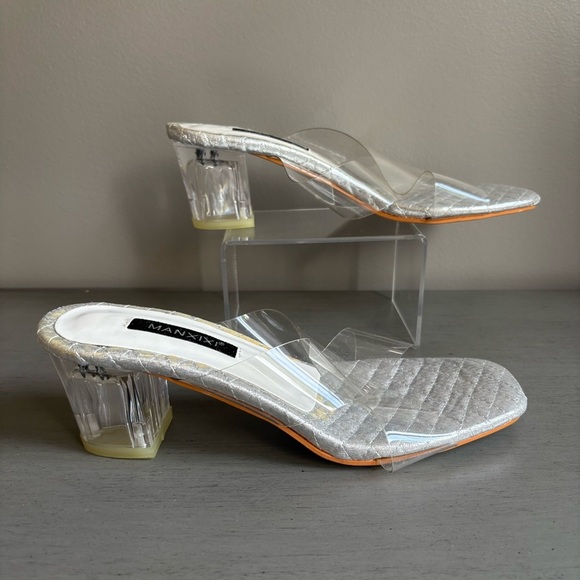 Manxixi Criss- Cross Transparent Clear Block Heel Slip On Shoe Women EU 39 US 8 - Picture 10 of 13